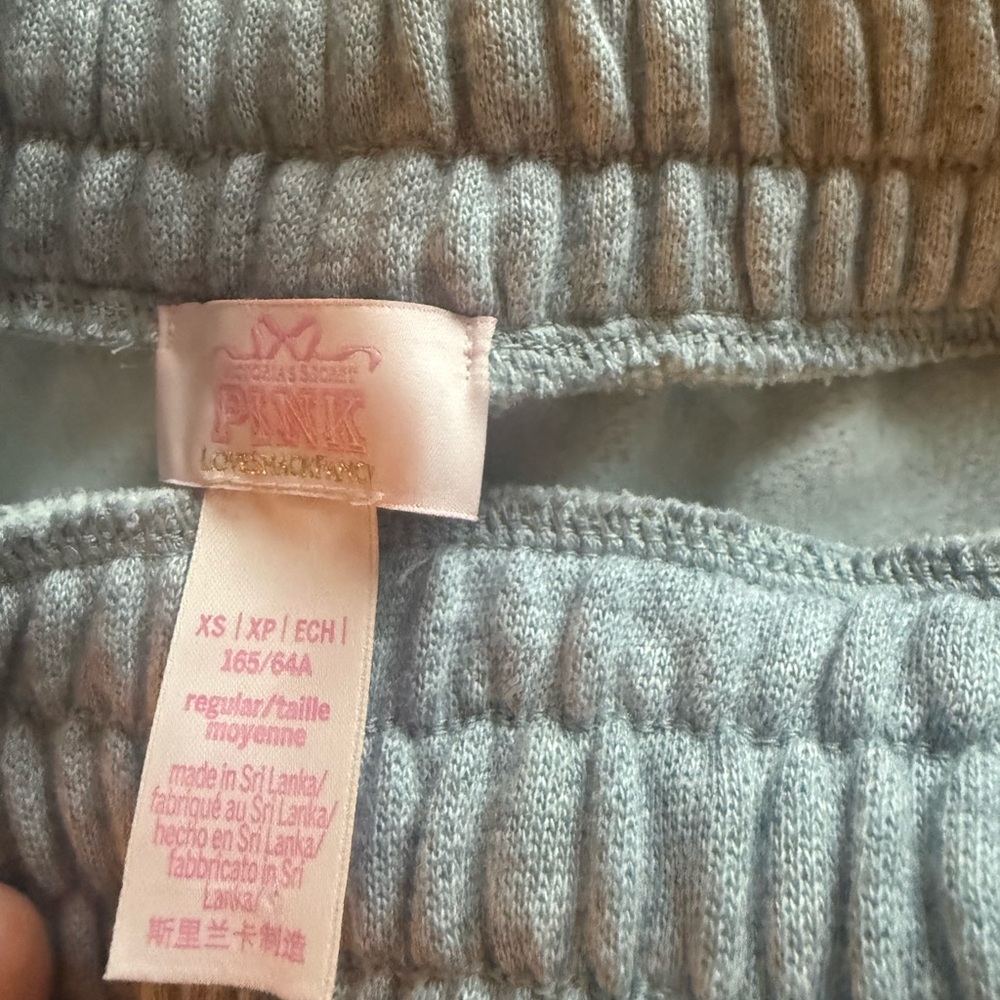 LoveShackFancy x PINK Victoria's Secret Gray Joggers with Pink Bow - Picture 3 of 3